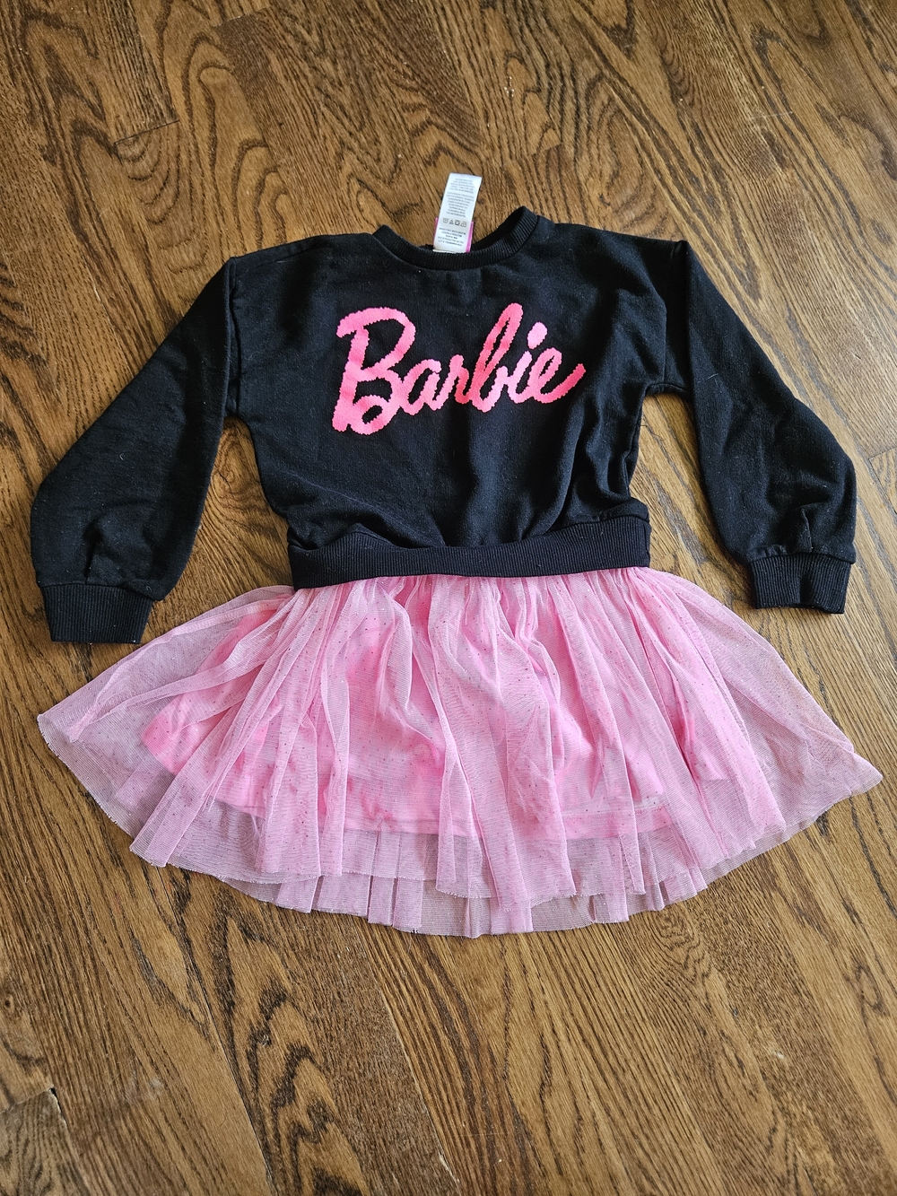 Barbie Black Sweatshirt Dress with Pink Tulle Skirt